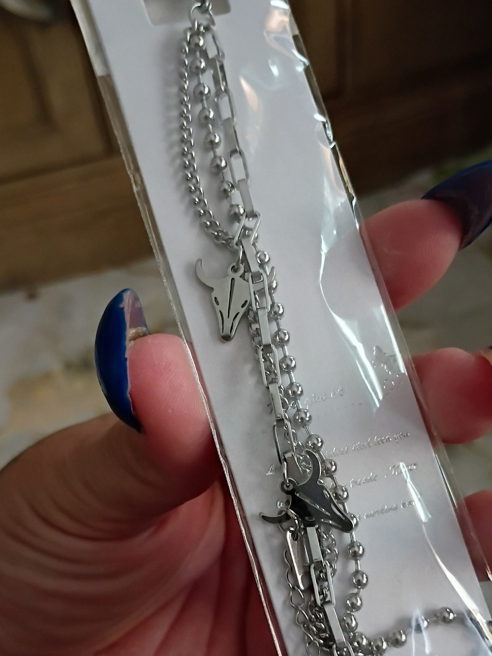 Silver Western Charm Layered Bracelet with Bull Skull Charms